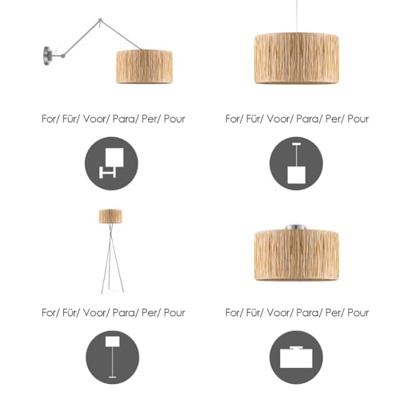 Raffia lampenkap - cilindrisch - beige - Boheemse stijl - ø40 x 22 cm - E27 fitting - Ontworpen voor Vloerlamp en Pendellamp - Ontworpen voor woonkamer en eetkamer