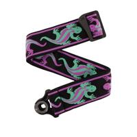 D&apos;Addario Auto Lock Woven Nylon Guitar Strap Green / Purple Lizards gitaarband - thumbnail