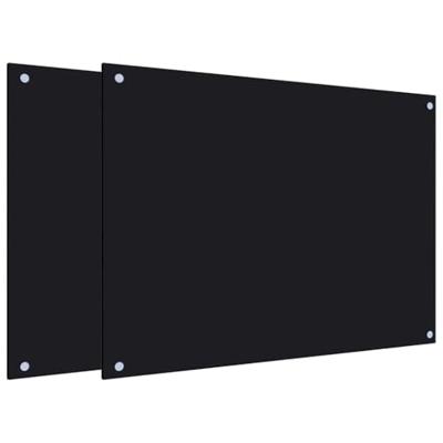 VidaXL Spatschermen keuken 2 st 80x60 cm gehard glas zwart