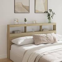 Hoofdbordkast met LED-verlichting 180x17x102 cm sonoma eiken - thumbnail