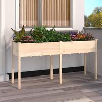VidaXL Plantenbak met voering 161x45x76 cm massief vurenhout - thumbnail