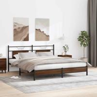 Bedframe zonder matras bewerkt hout bruin eikenkleur 183x203 cm - thumbnail