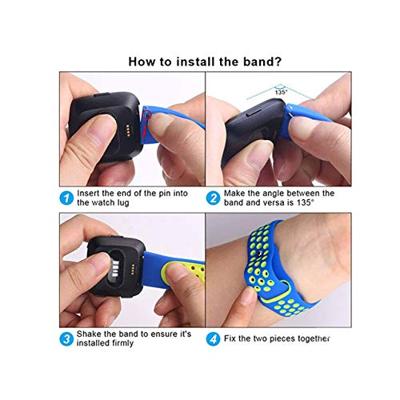 Fitbit Versa 1 / 2 & Lite sportbandje - Maat: Small - Wit + Zwart