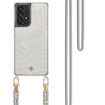 Samsung Galaxy A53 hoesje met grijs koord - Abstract waves Samsung Galaxy A53 hoesje met grijs koord - Abstract waves