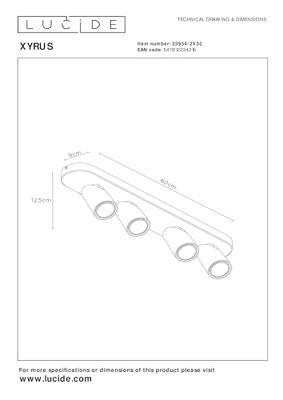 Lucide XYRUS - Plafondspot - LED Dim to warm - GU10 - 4x5W 2200K/3000K - Zwart Lucide XYRUS - Plafondspot - LED Dim to warm - GU10 - 4x5W 2200K/3000K - Zwart