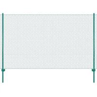 VidaXL Draadgaashek met palen 25x2 m staal groen - thumbnail