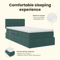 Opbergbed met LED met matras Donkergroen 90 x 200 cm Fluweel - thumbnail