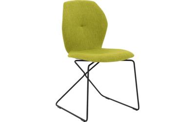 Goossens Excellent Eetkamerstoel Manzini groen stof leuning, modern design