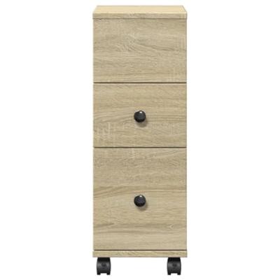 Badkamerkast smal met wielen bewerkt hout sonoma eikenkleurig Badkamerkast smal met wielen bewerkt hout sonoma eikenkleurig