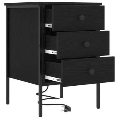 Nachtkastje 2 pcs Zwart eiken 42 x 41 x 61 cm Bewerkt hout