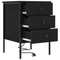 Nachtkastje 2 pcs Zwart eiken 42 x 41 x 61 cm Bewerkt hout - thumbnail