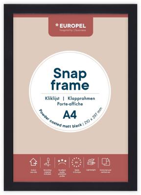 Europel clicklijst, lijst 25mm A4, mat zwart posterframe
