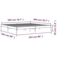 Bedframe bewerkt hout metaal grijs sonoma eiken 200x200 cm - thumbnail