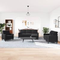 4-delige Loungeset met kussens en bolsters fluweel zwart - thumbnail
