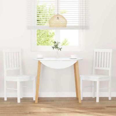 Eetkamerstoelen met kussens 2 st massief hout rubber wit Eetkamerstoelen met kussens 2 st massief hout rubber wit