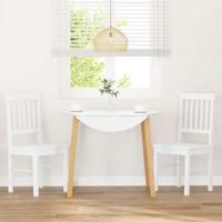 Eetkamerstoelen met kussens 2 st massief hout rubber wit - thumbnail