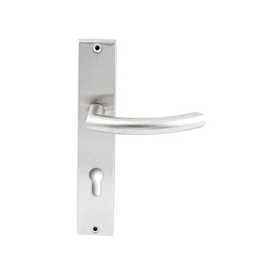 Hardbrass Deurkruk Helsinki op rechthoekig langschild profielcilindergat 72mm - RVS Hardbrass Deurkruk Helsinki op rechthoekig langschild profielcilindergat 72mm - RVS