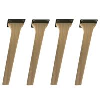 Eiken schuine tafelpoot 40 cm van massief hout 11 x 3 cm - set van 4 stuks - thumbnail