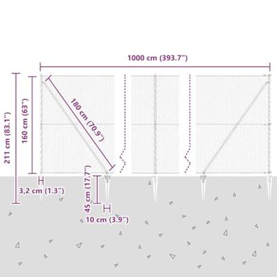 VidaXL Afrasteringspaal groen 10 x 1,6 m (25 mm gaas) staal en pvc