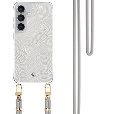 Samsung Galaxy S25 FE hoesje met grijs koord - Abstract waves Samsung Galaxy S25 FE hoesje met grijs koord - Abstract waves
