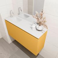 MONDIAZ OLAN 100cm toiletmeubel ocher. LEX wastafel talc links 1 kraangat - thumbnail