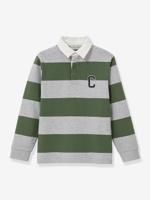 Geruite rugby polo voor jongens van biologisch katoen CYRILLUS groen - thumbnail