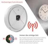 Mebus 19411 Wandklok Zendergestuurd 30 cm Zilver - thumbnail