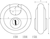 Abus discus 24/70 hangslot - zilver, sleutelsluiting, 7cm - thumbnail
