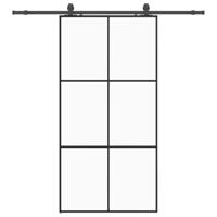 Schuifdeur met beslagset 102x205 cm ESG glas zwart - thumbnail