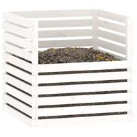 Compostbak 80x80x78 cm massief grenenhout wit - thumbnail