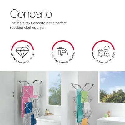 Tomado-Metaltex Tomado metaltex concerto droogrek 14 meter zilver met haakjes voor kledinghangers