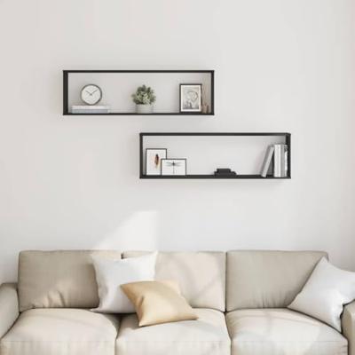 Wandrekken Kubusvormig 2 st 100x15x30 cm spaanplaat zwart - thumbnail