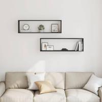 Wandrekken Kubusvormig 2 st 100x15x30 cm spaanplaat zwart - thumbnail