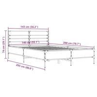 Bedframe bewerkt hout metaal bruin eikenkleur 140x200 cm - thumbnail