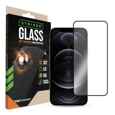 Striker D3O Xtreme Impact Glass Screen Protector - Black Frame - Apple iPhone 12/12 Pro