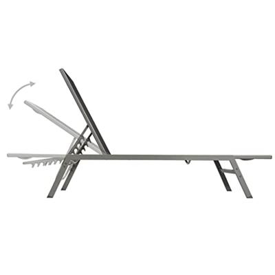 Ligbedden 2 st met tafel staal en textileen zwart - thumbnail