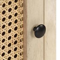 Nachtkastje 40x30x50 cm massief mangohout en natuurlijk riet - thumbnail