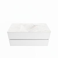 MONDIAZ VICA-DLUX 110cm badmeubel onderkast Talc 2 lades. Inbouw wastafel CLOUD midden zonder kraangat, kleur Ostra. - thumbnail