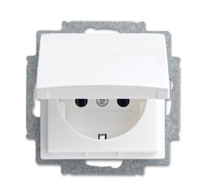 Busch-Jaeger 20 EUK-914 Wandcontactdoos met randaarde en klapdeksel Inzetstuk Busch-balance SI Alpine-wit 1 stuk(s)