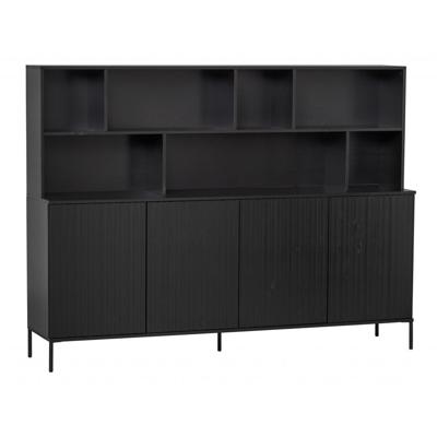 WOOOD Wandkast 'New Gravure' Grenen, 150 x 200cm, kleur Zwart