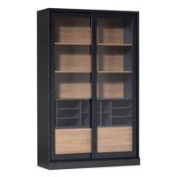 WOOOD Vitrinekast 'James' Grenen, 200 x 125cm, kleur Zwart - thumbnail