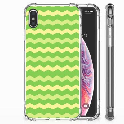 Apple iPhone Xs Max Doorzichtige Silicone Hoesje Waves Green Apple iPhone Xs Max Doorzichtige Silicone Hoesje Waves Green