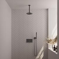 Brauer Gunmetal Carving Thermostatische Regendoucheset Inbouw - Hoofddouche 20 cm - Met Drukknoppen - Handdouche Staaf - Doucheslang - Wandaansluitbocht - Gunmetal - thumbnail