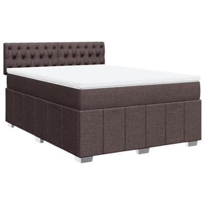 Boxspring met matras stof donkerbruin 140x200 cm