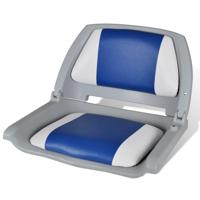 VidaXL Opklapbare bootstoel met blauw-wit kussen 48x51x41 cm - thumbnail