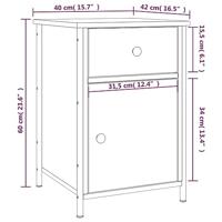 Nachtkastjes 2 st 40x42x60 cm bewerkt hout grijs sonoma eiken - thumbnail
