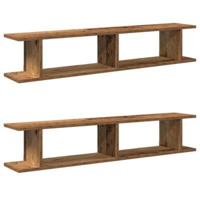 Wandschappen 2 st 105x18x20 cm bewerkt hout oud houtkleurig - thumbnail
