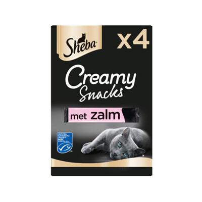 Sheba Creamy Snacks met zalm kattensnack (4 st) Per 4