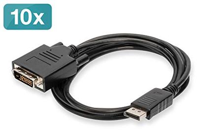 DIGITUS DisplayPort-adapterkabel - DP naar DVI-D (24 + 1) - 2,0m - 10 stuks - Full HD 1080p/60Hz - Zwart