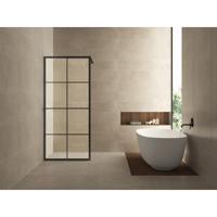 Maaz inloopdouche met raster en handdoekhouder 900 x 2000 x 10 mm helder glas/mat zwart - thumbnail